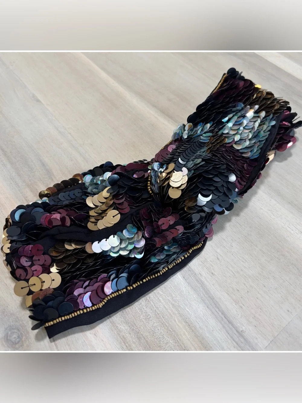 Zara Accessories Size S-M Sequins Knotted Stretch Headband Turban